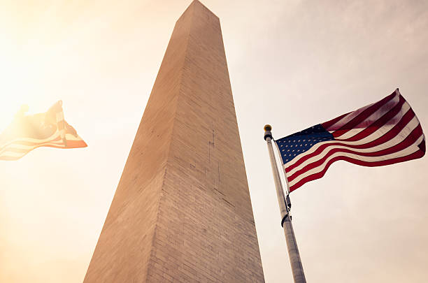 istock US flag around the Washington Monument 185282532