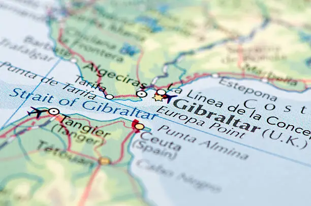 Focus on Gibraltar on the Map. Source: "World reference atlas"