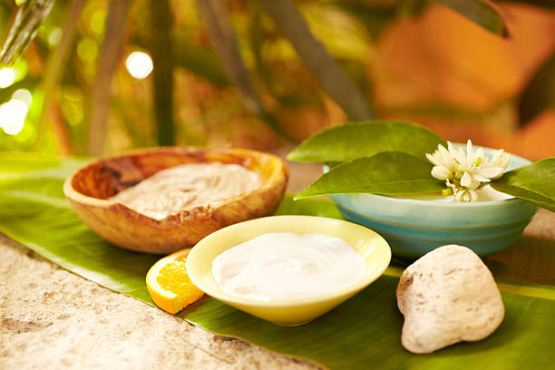istock Spa still life with mud mask and moisturizer 185283192