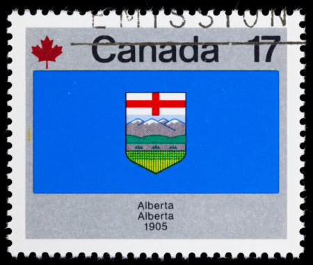 1979 Canada postage stamp with an image of the provincial flag of Alberta.