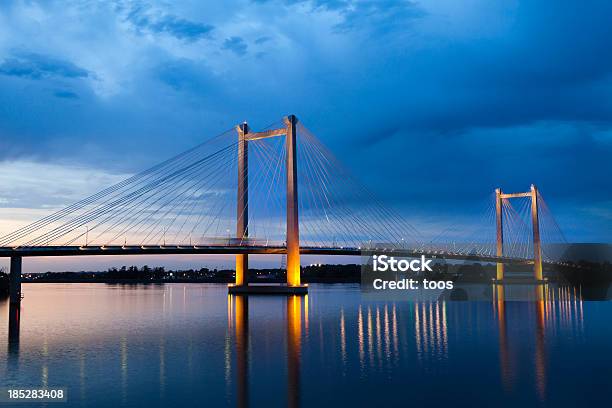 Cable Bridge Over Columbia River At Dusk Stock Photo - Download Image Now - Blue, Bridge - Built Structure, Cable-Stayed Bridge