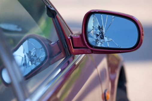 Broken car mirror