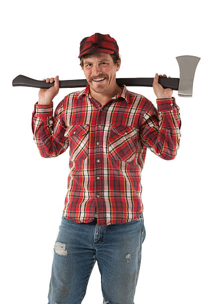 istock Portrait of a lumberjack holding an axe 185284367