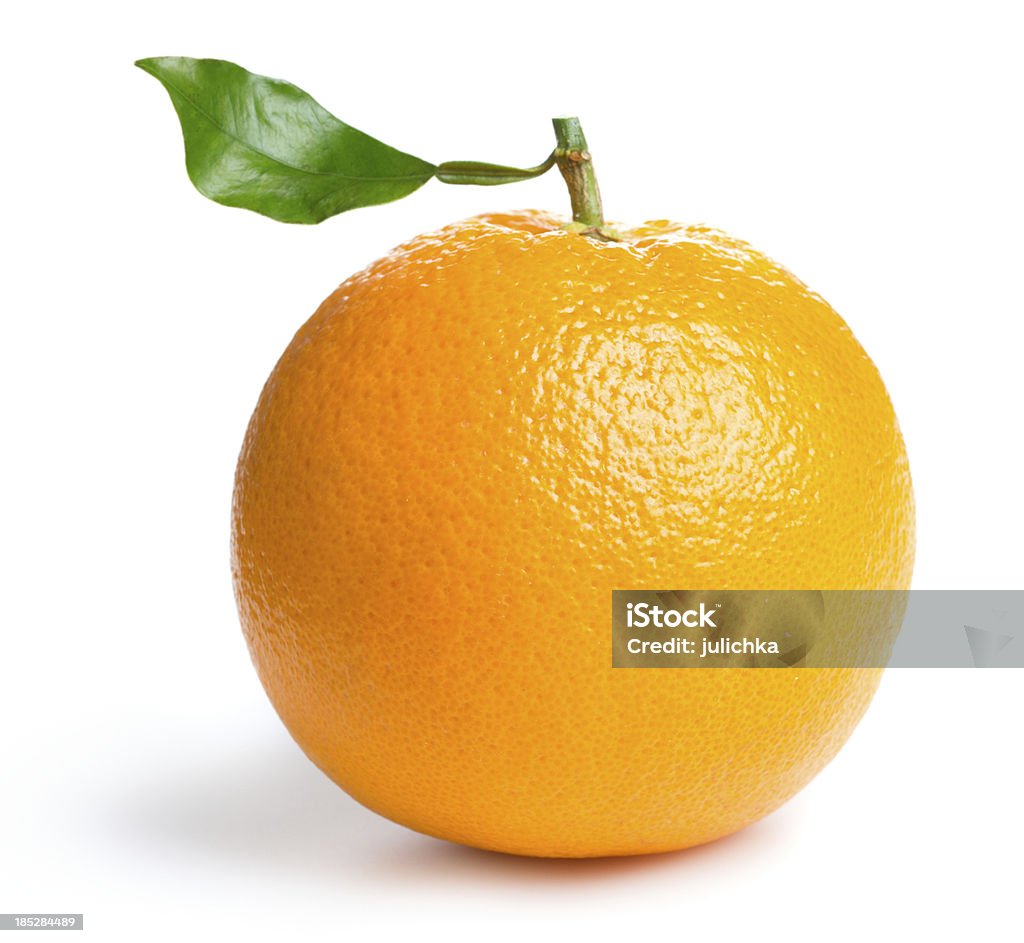 Orange Orange with leaf on white background Orange - Fruit Stock Photo