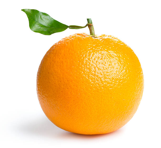 Orange Orange with leaf on white background fruit stock pictures, royalty-free photos & images