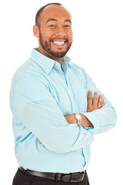 istock Casual Mixed Race Man Smiling With Arms Crossed 185284825