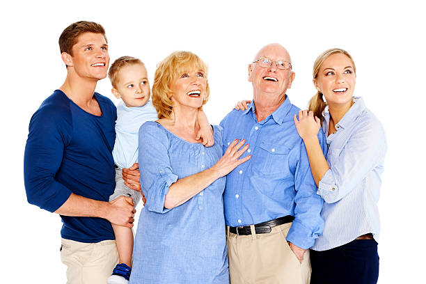 istock Cheerful family looking away at copyspace 185284976