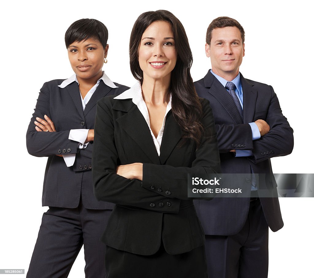 Geschäftsfrauen und Geschäftsmann Team, isoliert auf weißem Hintergrund - Lizenzfrei Drei Personen Stock-Foto