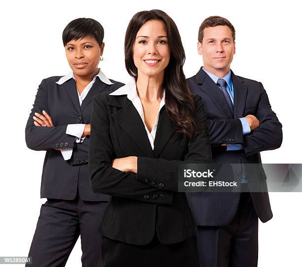 Businesswomen Equipa E Empresário Isolado Em Fundo Branco - Fotografias de stock e mais imagens de Três Pessoas