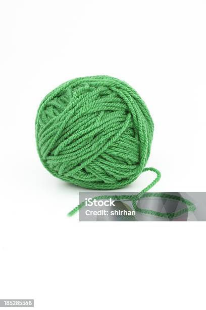 Green Wool Stock Photo - Download Image Now - Ball Of Wool, White Background, Skein