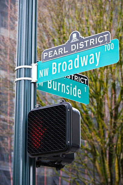 istock intersection of Broadway and Burnside in Portland, Oregon 185285788