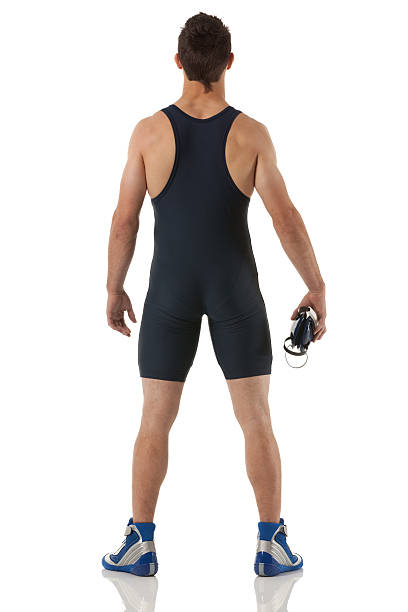 istock Rear view of male wrestler standing 185286150