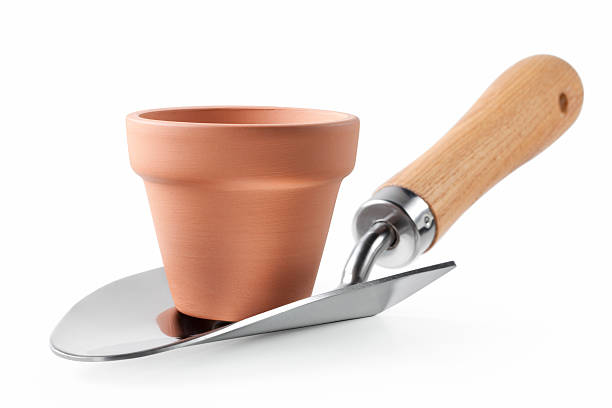 istock Gardening. Garden pot on a trowel. 185286187