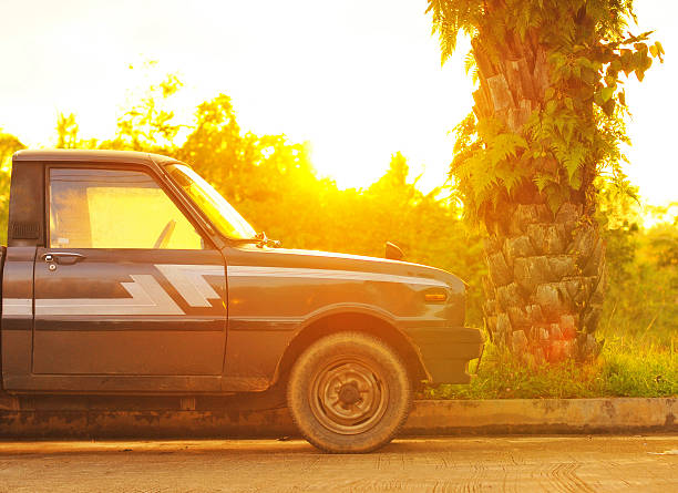 istock Vintage car on a countryside road 185286210