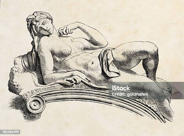 Michelangelo Tomb Of Giuliano De Medici Engraving Stock Photo - Download Image Now