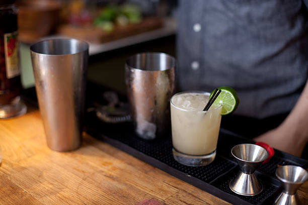 Cocktail poured at a bar stock photo