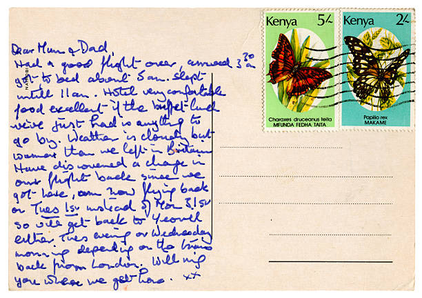 A holiday postcard sent from Nairobi, Kenya, c1988. The stamps are part of a series showing Kenyan butterflies.