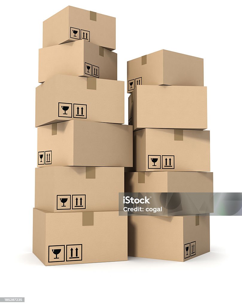 Pile di scatole di cartone - Foto stock royalty-free di Affari