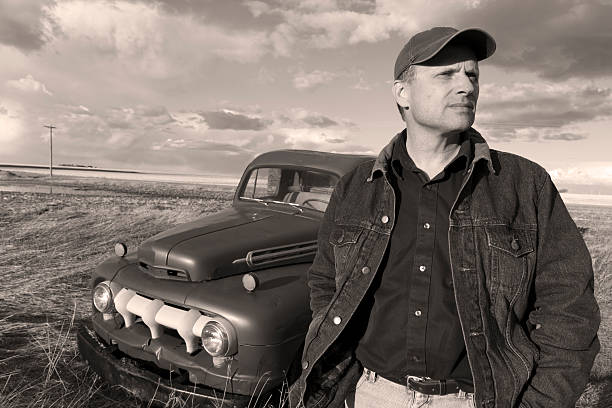 istock Vintage Farmer and Truck 185287466