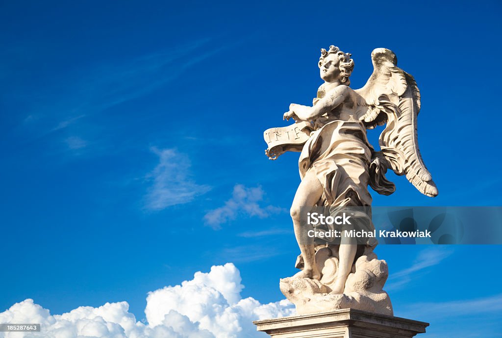 Alte Engel Skulptur auf Sant'Angelo-Brücke in Rom - Lizenzfrei Barock Stock-Foto