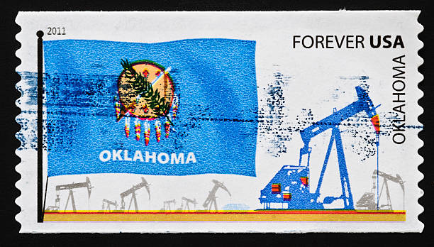 oklahoma state stamp - flag of oklahoma stock-fotos und bilder