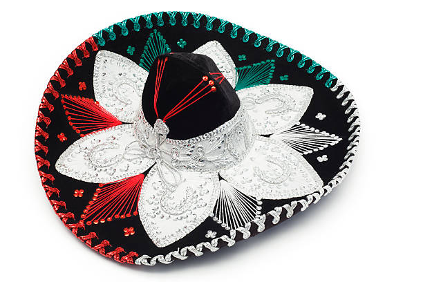 noir sombrero - sombrero hat mexican culture isolated photos et images de collection