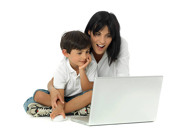 istock Mother and son laptop 185288282