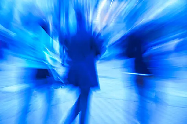 Photo of Blue Rushing People, Blurred Motion