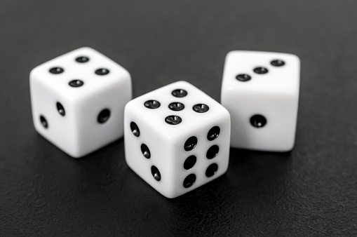 Dice glass blue lie on a white background. 3d render