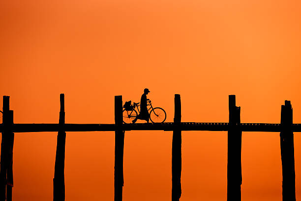 Sunrise at U-Bein Bridge in Amarapura, Mandalay, Myanmar