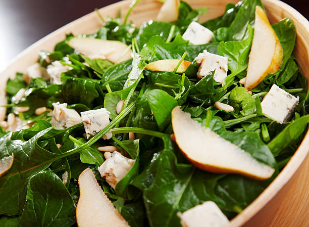 istock Fresh spinach salad with blue cheese, pears and honey 185289836