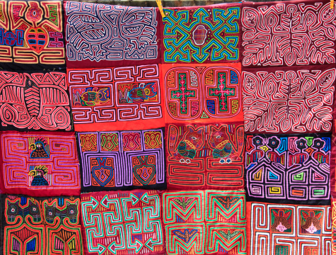 Panama: Molas (decorative embroidered cloth panels) made by women of the Kuna People living on the San Blas IslandsMore photos of Panama are in