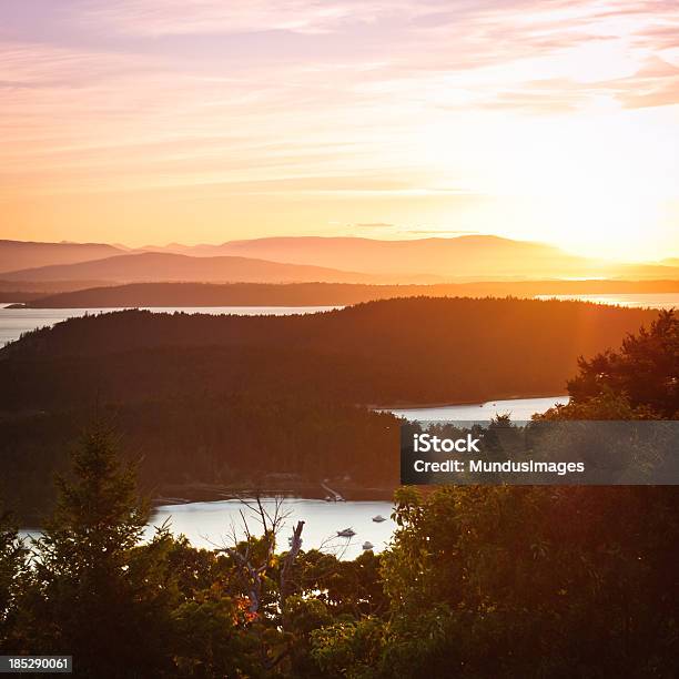 San Juan Islands At Sunset Stock Photo - Download Image Now - Friday Harbor, Cloud - Sky, Forest