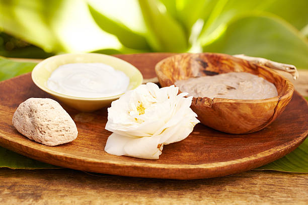 istock Spa still life with organic mud mask and moisturizer 185290075
