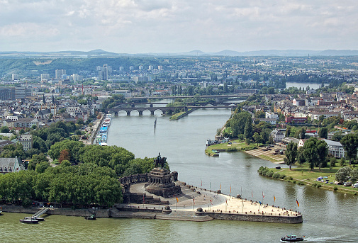 Deutsches Eck and cityscape in Coblenz (Germany) - Koblenz