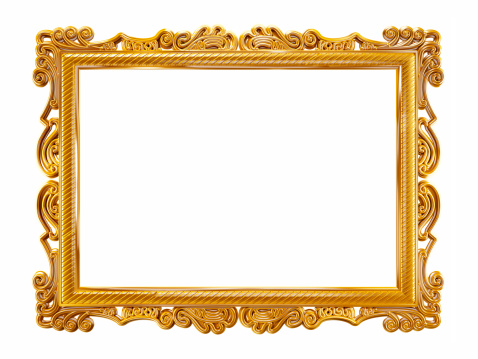 Gold picture frame isolated on pure white.Similar images: