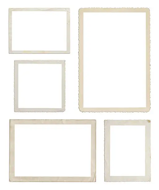 Photo of Set of different wood frames in white background