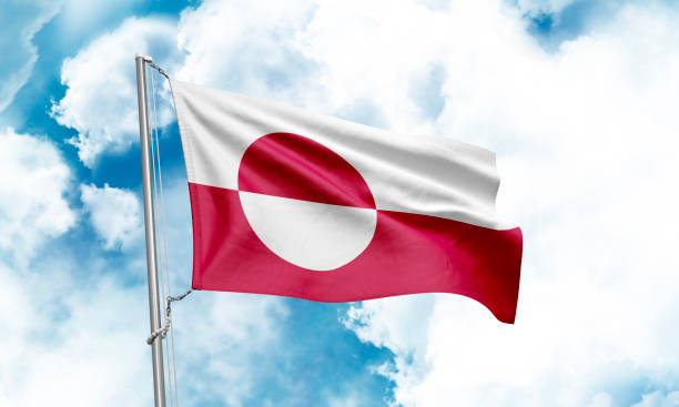 istock Greenland flag waving on sky background. 3D Rendering 1852916233