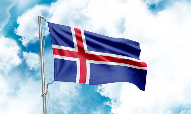 istock Iceland flag waving on sky background. 3D Rendering 1852918834
