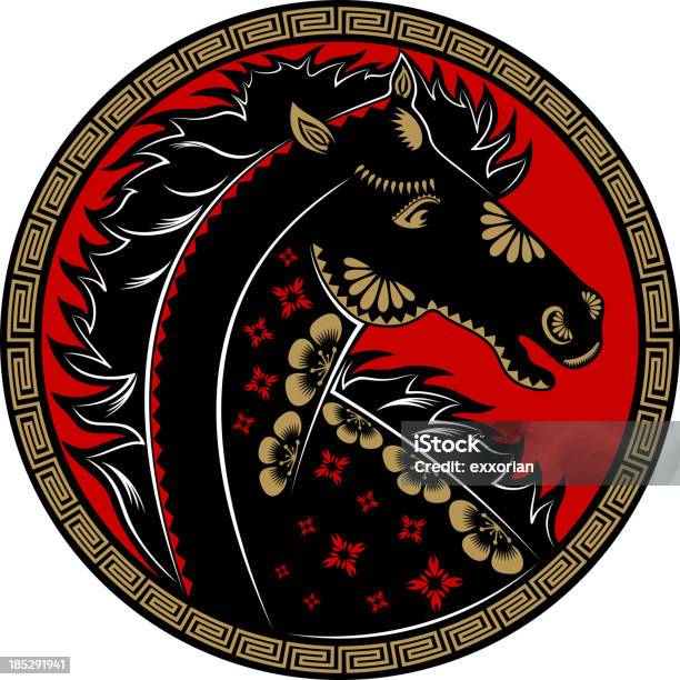 Year Of The Horse Papercut Art Symbol Stock Illustration - Download Image Now - Chinese Culture, Chinese Ethnicity, Horse