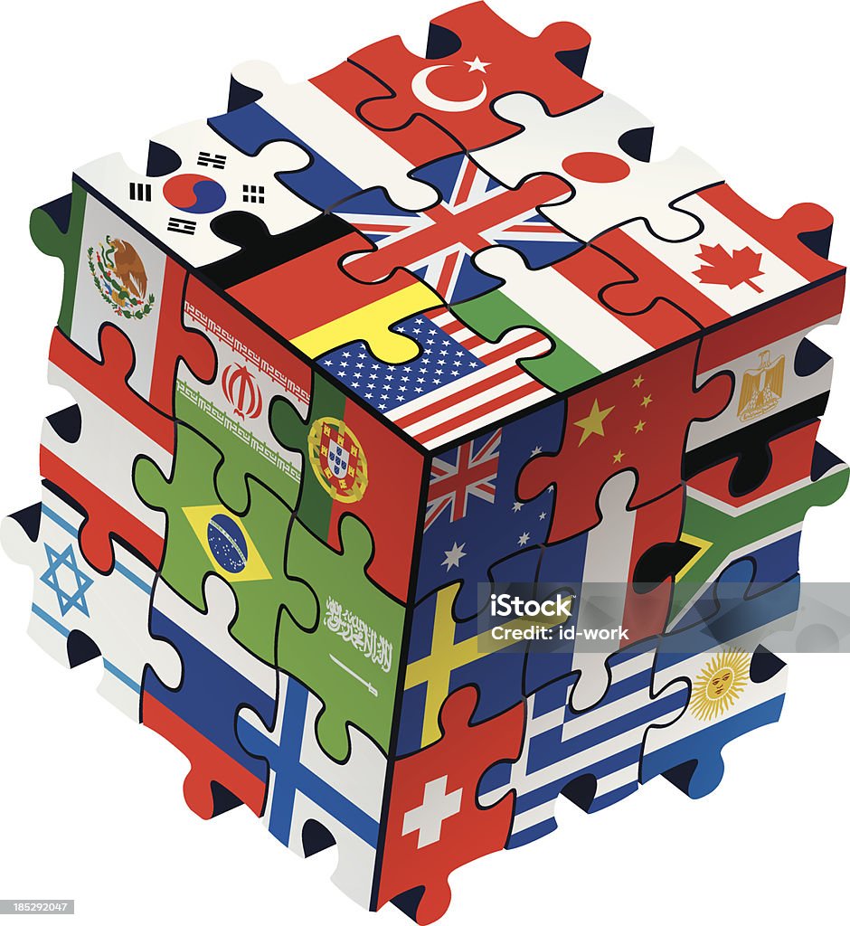 Puzzle Cube avec drapeaux - clipart vectoriel de Drapeau libre de droits