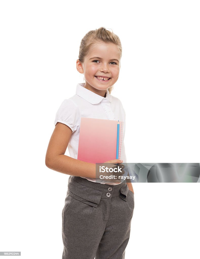 Petite fille avec crayon et Carnet - Photo de 6-7 ans libre de droits