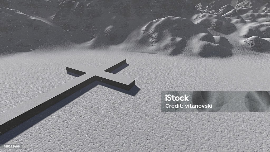 Cross Symbol im Schnee - Lizenzfrei Beten Stock-Foto