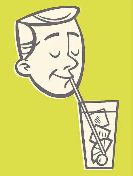 Vector illustration of Man Drinking From a Straw