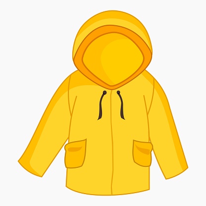 Yellow raincoat vector illustration for winter and rain protection isolated on white background.