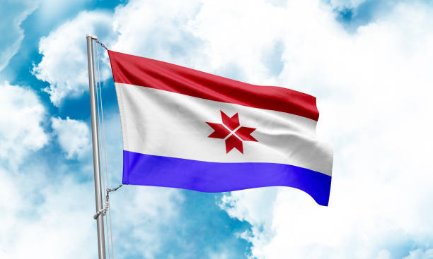 istock Mordovia flag waving on sky background. 3D Rendering 1852943789