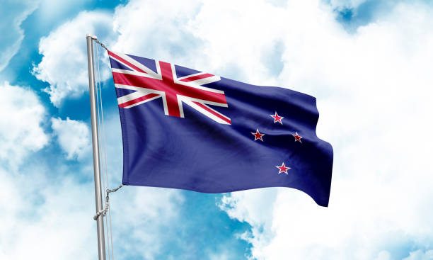 istock New Zealand flag waving on sky background. 3D Rendering 1852948026