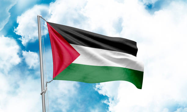 istock Palestine flag waving on sky background. 3D Rendering 1852950632