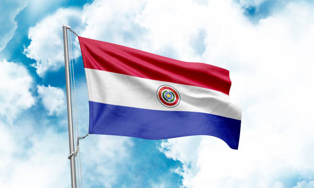istock Paraguay flag waving on sky background. 3D Rendering 1852951710