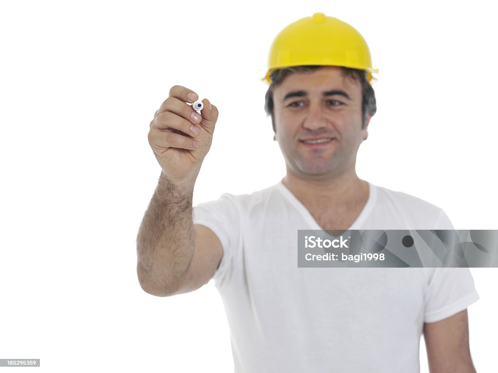 De la mano con una pluma aislado sobre fondo blanco - Foto de stock de Rotulador libre de derechos